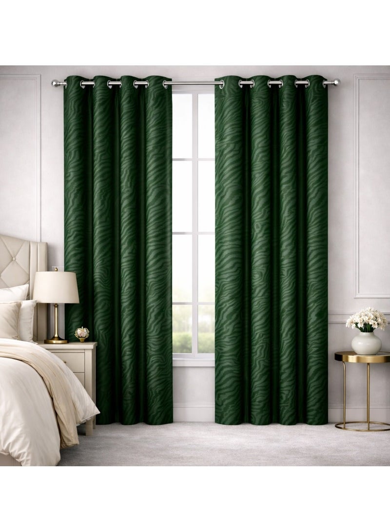 Bliss Casa Embossed Blackout Curtain Panels 140×240 cm – Thermal Insulated, Noise Reducing, Light & UV Blocking Grommet Drapes for Bedroom & Living Room, 2-Panels (Dark Green) - Image 1